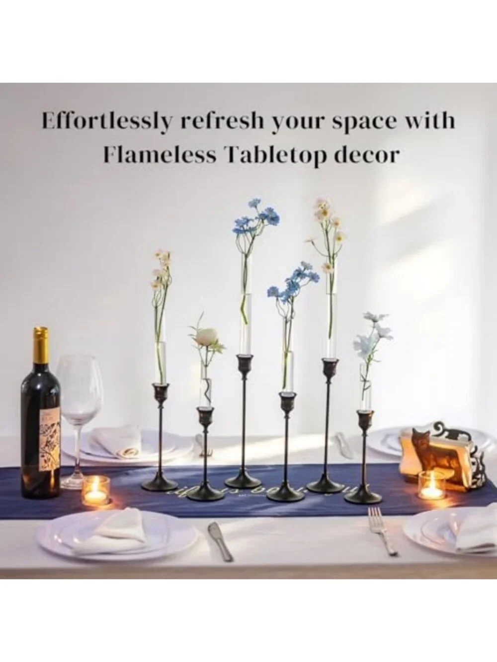 Elegant Glass Bud Vases Set of 6 | Single Stem Flower & Candle Holders